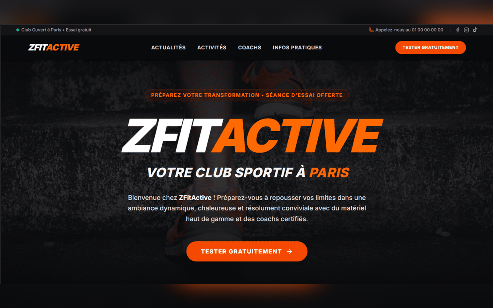 Aperçu du site ZFitActive